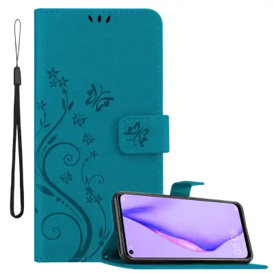 CADORABO Huawei P40 LITE 5G/NOVA 7 SE rožnato zlata - ovitek v cvetličnem dizajnu z magnetnim zapiranjem, stoječo funkcijo in režami za kartice