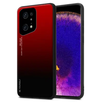 Ohišje je združljivo z Oppo FIND X5 PRO in rdeča - črna - Dvobarvni zaščitni pokrov iz silikona TPU in hrbtna stran iz kaljenega stekla