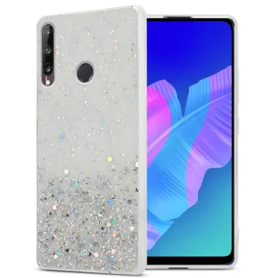 Ohišje, združljivo z Huawei P40 LITE E in prozorna z bleščicami - Zaščitni ovitek iz prožnega silikona TPU s svetlečimi bleščicami