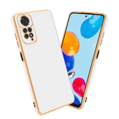 Ohišje, združljivo z Xiaomi RedMi NOTE 11 4G / 11S 4G in bleščeča bela - zlata - Zaščitni ovitek iz prožnega silikona TPU in z zaščito kamere