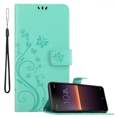 CADORABO Sony Xperia 10 II in klasično srebrno - ovitek v cvetličnem dizajnu z magnetnim zapiranjem, stoječo funkcijo in režami za kartice