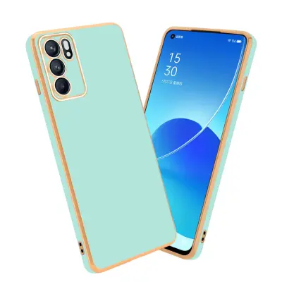 Ohišje, združljivo z Oppo Reno6 5G in bleščeča metina zelena - zlata - Zaščitni ovitek iz prožnega silikona TPU in z zaščito kamere