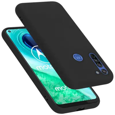 Ohišje je združljivo z Motorola MOTO G8 in tekoča črna barva - Zaščitni ovitek iz prožnega silikona TPU