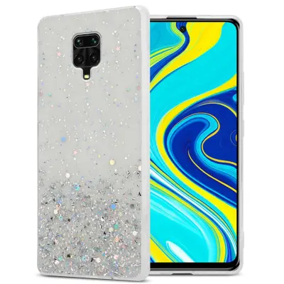 Ohišje, združljivo z Xiaomi RedMi NOTE 9 PRO / NOTE 9S in prozorna z bleščicami - Zaščitni ovitek iz prožnega silikona TPU s svetlečimi bleščicami