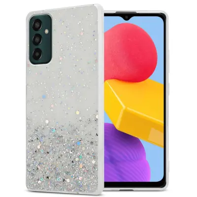 Ohišje, združljivo z Samsung Galaxy M13 4G in prozorna z bleščicami - Zaščitni ovitek iz prožnega silikona TPU s svetlečimi bleščicami