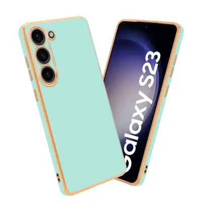 Ohišje, združljivo z Samsung Galaxy S23 in bleščeča metina zelena - zlata - Zaščitni ovitek iz prožnega silikona TPU in z zaščito kamere