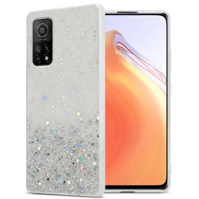 Ohišje, združljivo z Xiaomi Mi 10T / Mi 10T PRO in prozorna z bleščicami - Zaščitni ovitek iz prožnega silikona TPU s svetlečimi bleščicami