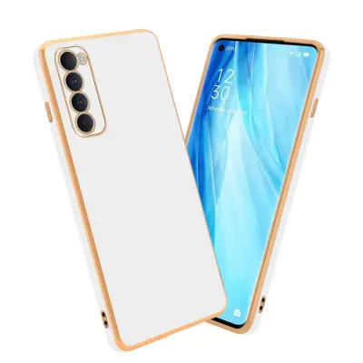 Ohišje, združljivo z Oppo Reno4 PRO in bleščeča bela - zlata - Zaščitni ovitek iz prožnega silikona TPU in z zaščito kamere
