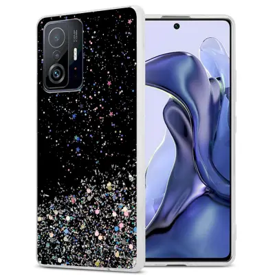 Ohišje, združljivo z Xiaomi 11T / 11T PRO in črna z bleščicami - Zaščitni ovitek iz prožnega silikona TPU s svetlečimi bleščicami