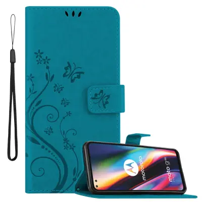 CADORABO Motorola MOTO G 5G PLUS in klasična rožnata zlata - ovitek v cvetličnem dizajnu z magnetnim zapiranjem, stoječo funkcijo in režami za kartice