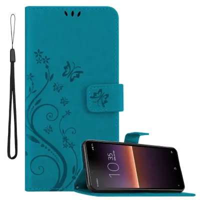 CADORABO Sony Xperia 10 II in klasična rožnata zlata - ovitek v cvetličnem dizajnu z magnetnim zapiranjem, stoječo funkcijo in režami za kartice
