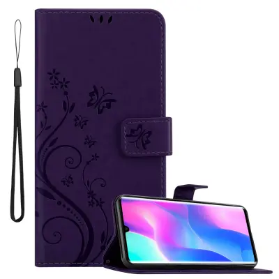 CADORABO Xiaomi Mi NOTE 10 LITE in klasična temno modra - ovitek v cvetličnem dizajnu z magnetnim zapiranjem, stoječo funkcijo in režami za kartice