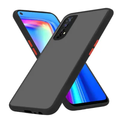 Ohišje združljivo z Realme 7 4G in matirana črna barva - Hibridni zaščitni ovitek s TPU silikonom v notranjosti in matirano plastično zadnjo stranjo