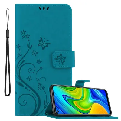 CADORABO Xiaomi RedMi NOTE 9 in klasična rožnata zlata - ovitek v cvetličnem dizajnu z magnetnim zapiranjem, stoječo funkcijo in režami za kartice
