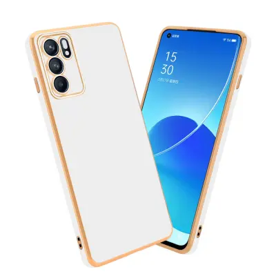 Ohišje, združljivo z Oppo Reno6 5G in bleščeča bela - zlata - Zaščitni ovitek iz prožnega silikona TPU in z zaščito kamere