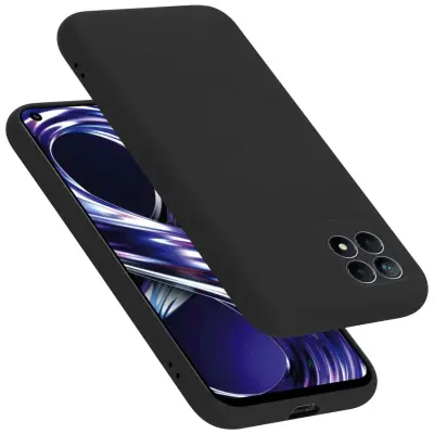 Ohišje je združljivo z Realme 8i / Narzo 50 4G in tekoča črna barva - Zaščitni ovitek iz prožnega silikona TPU