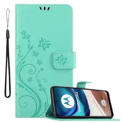 CADORABO Motorola MOTO G42 in klasično srebrno - ovitek v cvetličnem dizajnu z magnetnim zapiranjem, stoječo funkcijo in režami za kartice