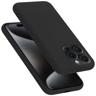 Ohišje je združljivo z Apple iPhone 15 PRO MAX in tekoča črna barva - Zaščitni ovitek iz prožnega silikona TPU