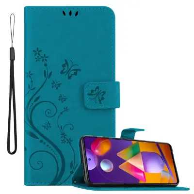 CADORABO Samsung Galaxy M31s in klasična rožnata zlata - ovitek v cvetličnem dizajnu z magnetnim zapiranjem, stoječo funkcijo in režami za kartice