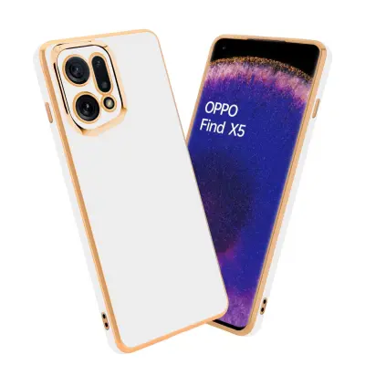 Ohišje, združljivo z Oppo FIND X5 in bleščeča bela - zlata - Zaščitni ovitek iz prožnega silikona TPU in z zaščito kamere