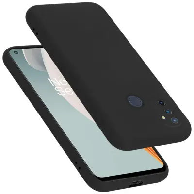 Ohišje je združljivo z OnePlus Nord N100 in tekoča črna barva - Zaščitni ovitek iz prožnega silikona TPU