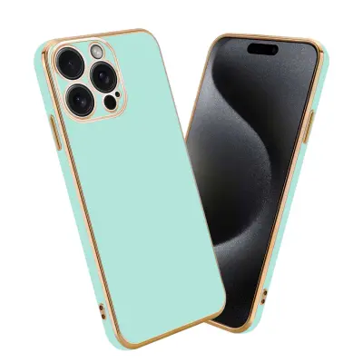 Ohišje, združljivo z Apple iPhone 15 PRO in bleščeča metina zelena - zlata - Zaščitni ovitek iz prožnega silikona TPU in z zaščito kamere