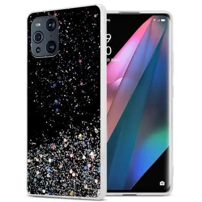 Ohišje, združljivo z Oppo FIND X3 PRO in črna z bleščicami - Zaščitni ovitek iz prožnega silikona TPU s svetlečimi bleščicami