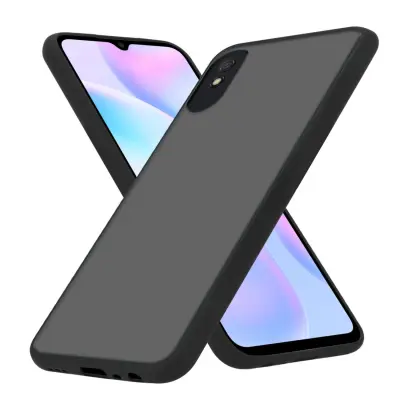 CADORABO Xiaomi RedMi 9A/RedMi 9AT in matirana črna barva - Hibridni zaščitni ovitek s TPU silikonom v notranjosti in matirano plastično zadnjo stranj