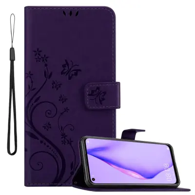 CADORABO Huawei P40 LITE 5G/NOVA 7 SE temno modra - ovitek v cvetličnem dizajnu z magnetnim zapiranjem, stoječo funkcijo in režami za kartice