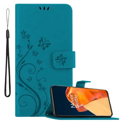 CADORABO OnePlus 9 PRO in klasična rožnata zlata - ovitek v cvetličnem dizajnu z magnetnim zapiranjem, stoječo funkcijo in režami za kartice