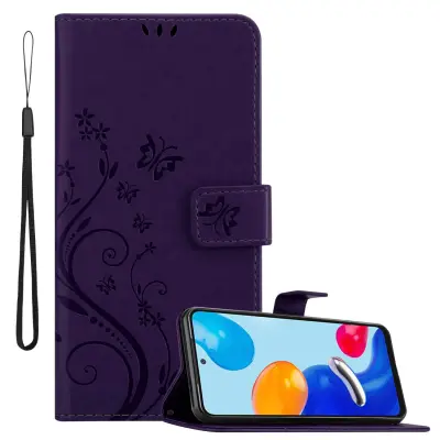 CADORABO Xiaomi RedMi NOTE 11 4G/11S 4G temno modra - ovitek v cvetličnem dizajnu z magnetnim zapiranjem, stoječo funkcijo in režami za kartice