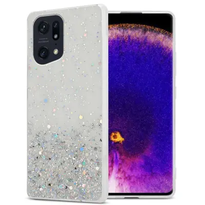 Ohišje, združljivo z Oppo FIND X5 PRO in prozorna z bleščicami - Zaščitni ovitek iz prožnega silikona TPU s svetlečimi bleščicami