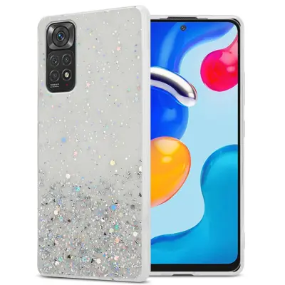 Ohišje, združljivo z Xiaomi RedMi NOTE 11 4G / 11S 4G in prozorna z bleščicami - Zaščitni ovitek iz prožnega silikona TPU s svetlečimi bleščicami