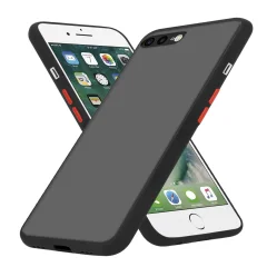 CADORABO Apple iPhone 7 PLUS/7S PLUS/8 PLUS in matirana črna barva - Hibridni zaščitni ovitek s TPU silikonom v notranjosti in matirano plastično zadn