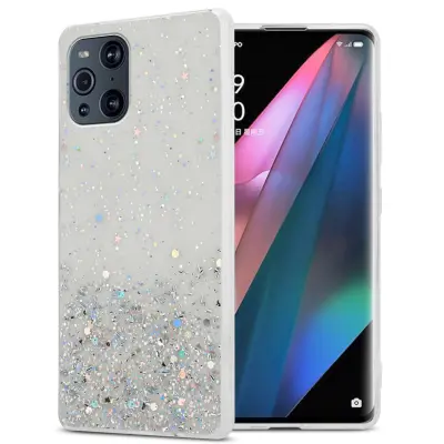 Ohišje, združljivo z Oppo FIND X3 PRO in prozorna z bleščicami - Zaščitni ovitek iz prožnega silikona TPU s svetlečimi bleščicami
