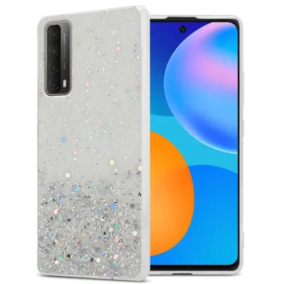 Ohišje, združljivo z Huawei P SMART 2021 in prozorna z bleščicami - Zaščitni ovitek iz prožnega silikona TPU s svetlečimi bleščicami