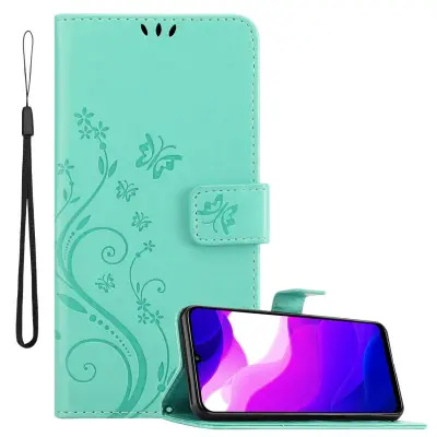 CADORABO Xiaomi Mi 10 LITE in klasično srebrno - ovitek v cvetličnem dizajnu z magnetnim zapiranjem, stoječo funkcijo in režami za kartice