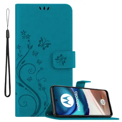 CADORABO Motorola MOTO G42 in klasična rožnata zlata - ovitek v cvetličnem dizajnu z magnetnim zapiranjem, stoječo funkcijo in režami za kartice