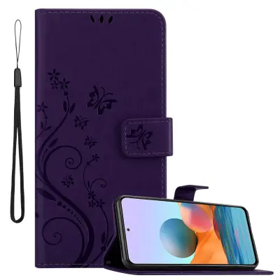 CADORABO Xiaomi RedMi NOTE 10 PRO in klasična temno modra - ovitek v cvetličnem dizajnu z magnetnim zapiranjem, stoječo funkcijo in režami za kartice