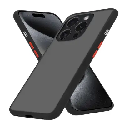 CADORABO Apple iPhone 15 PRO in matirana črna barva - Hibridni zaščitni ovitek s TPU silikonom v notranjosti in matirano plastično zadnjo stranjo