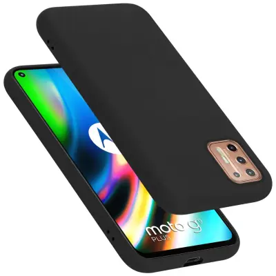 Ohišje je združljivo z Motorola MOTO G9 PLUS in tekoča črna barva - Zaščitni ovitek iz prožnega silikona TPU