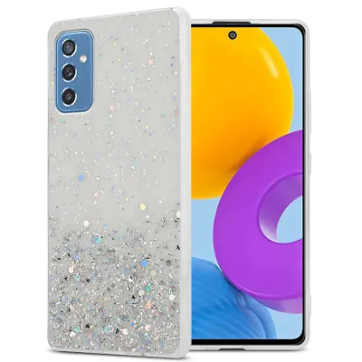 Ohišje, združljivo z Samsung Galaxy M52 5G in prozorna z bleščicami - Zaščitni ovitek iz prožnega silikona TPU s svetlečimi bleščicami