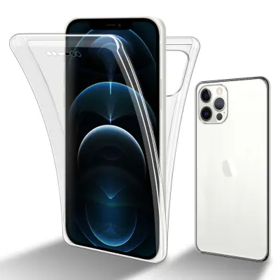 CADORABO Apple iPhone 12/12 PRO in transparentno - 360° zaščita celotnega telesa - Zaščita spredaj in zadaj, vsestranska zaščita s ščitnikom zaslona