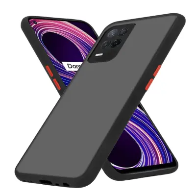 CADORABO Realme 8 5G/V13/Q3/Q3i/Narzo 30 5G in matirana črna barva - Hibridni zaščitni ovitek s TPU silikonom v notranjosti in matirano plastično zadn