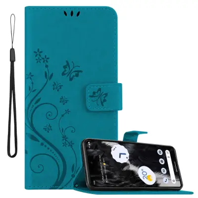 CADORABO Google PIXEL 7 in klasična rožnata zlata - ovitek v cvetličnem dizajnu z magnetnim zapiranjem, stoječo funkcijo in režami za kartice