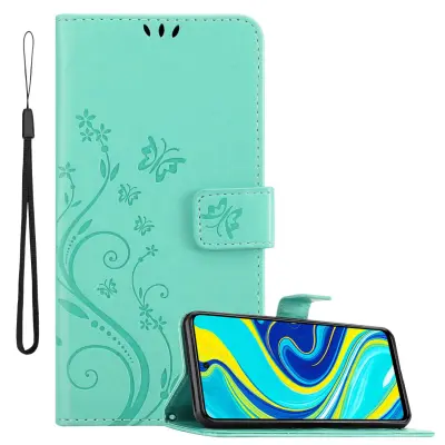 CADORABO Xiaomi RedMi NOTE 9 PRO/NOTE 9S in klasično srebrno - ovitek v cvetličnem dizajnu z magnetnim zapiranjem, stoječo funkcijo in režami za karti