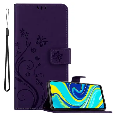 CADORABO Xiaomi RedMi NOTE 9 PRO/NOTE 9S temno modra - ovitek v cvetličnem dizajnu z magnetnim zapiranjem, stoječo funkcijo in režami za kartice