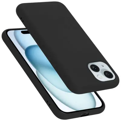 Ohišje je združljivo z Apple iPhone 15 in tekoča črna barva - Zaščitni ovitek iz prožnega silikona TPU