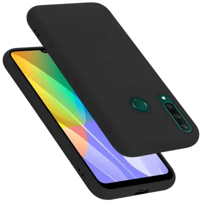 Ohišje je združljivo z Huawei Y6P in tekoča črna barva - Zaščitni ovitek iz prožnega silikona TPU