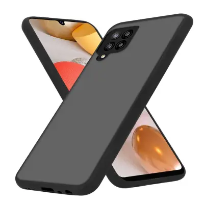 CADORABO Samsung Galaxy A42 4G in matirana črna barva - Hibridni zaščitni ovitek s TPU silikonom v notranjosti in matirano plastično zadnjo stranjo
